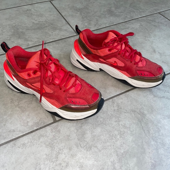 NIKE WMNS M2K Tekno Red Crimson  Suede Mesh Sneaker Size US 7.5 - Picture 2 of 11